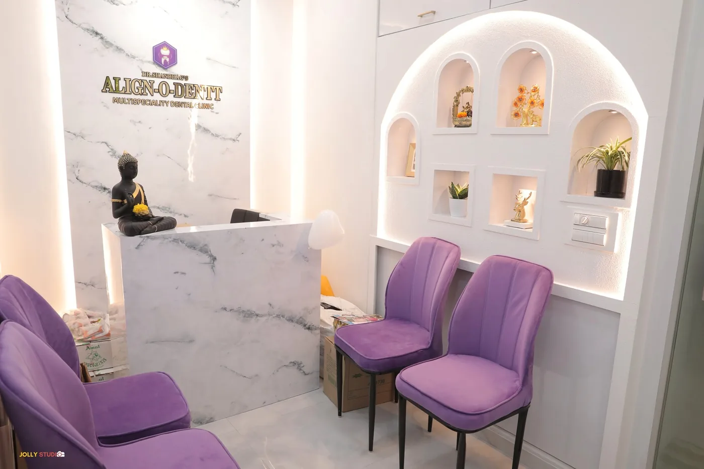 Reception area of Align-O-Dent dental clinic, Mulund West